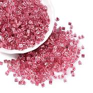 6/0 Transparent Inside Colours Glass Seed Beads, Triangle, Indian Red, 3.5x3.5x3.5mm, Hole: 0.9mm, about 4500pcs/pound(SEED-N006-003K)