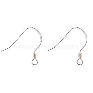 925 Sterling Silver Earring Hooks, with 925 Stamp, Silver, 15x18x1mm, Hole: 1.5mm, Pin: 0.5mm(X-STER-K167-049A-S)