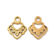 Ion Plating(IP) 304 Stainless Steel Pendants, Heart Charm, Real 18K Gold Plated, 16.5x13.5x1.5mm, Hole: 2.2mm(STAS-B032-08G)