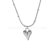 Non-Tarnish Fashionable Ladies Stainless Steel Heart Pendant Necklace, Stainless Steel Color(AJ5965-2)