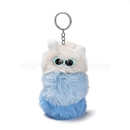 Cute Plush Cloth Worm Doll Pendant Keychains, with Alloy Keychain Ring, for Bag Car Key Pendant Decoration, Sky Blue, 18cm(KEYC-P014-B04)