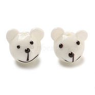 Handmade Lampwork Beads, Animal Beaded, Bear, 15~17x16~17.5x15~16.5mm, Hole: 2mm(LAMP-B026-02A)