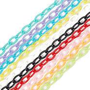 40 Strands 10 Colors ABS Plastic Cable Chains, Oval, Mixed Color, 13x7x2mm, about 1.28~1.31 Feet(0.39~0.4m)/strand, 4 Strand/color(CHAC-SC0001-01)