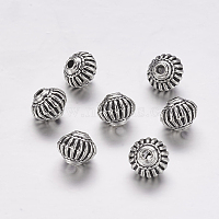 Perles toupies en alliage de style tibétain, Sans cadmium & sans nickel & sans plomb, argent antique, 8x6.5mm, Trou: 1.5mm