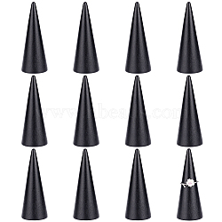 Fingerinspire 12Pcs Wooden Finger Ring Display Stands, Cone, Black, 3x7.9cm(RDIS-FG0001-25)