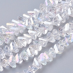 Electroplate Glass Beads Strands, AB Color Plated, Faceted, Triangle, Clear AB, 4.5x5x6mm, Hole: 1mm, about 88~90pcs/strand, 28~30cm(X-EGLA-J146-6mm-AB01)