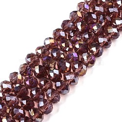 Electroplate Glass Beads Strands, AB Color Plated, Faceted, Rondelle, Old Rose, 8x6mm, Hole: 1mm, about 64~65pcs/strand, 15.75~16.14 inch(40~41cm)(EGLA-A044-T8mm-B13)