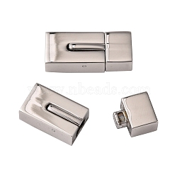 304 Stainless Steel Bayonet Clasps, Smooth Surface, Rectangle, Stainless Steel Color, 23x10x7mm, Hole: 4x8mm(STAS-L189-33P)