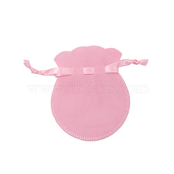 Velvet Storage Bags, Drawstring Pouches Packaging Bag, Round, Pink, 9.5x8cm(PW-WG94822-15)