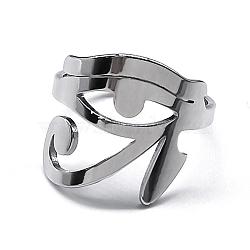 Non-Tarnish Eye of Ra/Re 304 Stainless Steel Adjustable Finger Rings, Stainless Steel Color, Inner Diameter: 18mm(RJEW-C074-03P)