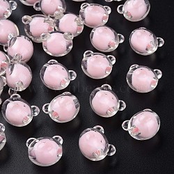 Transparent Acrylic Beads, Bead in Bead, Bear, Pink, 16x18x15.5mm, Hole: 3mm, about 220pcs/500g(MACR-S373-122-B07)