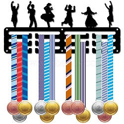 Sports Theme Iron Medal Hanger Holder Display Wall Rack, 3-Line, with Screws, Dance, 130x290mm, Hole: 5mm(ODIS-WH0055-271)