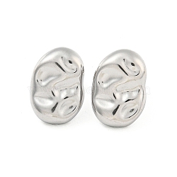 Non-Tarnish Oval 304 Stainless Steel Ear Studs, Stud Earrings for Women, Stainless Steel Color, 17x12mm(EJEW-L290-014P)