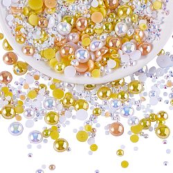 60g Resin patch multi size mixed pearl patch DIY jewelry accessories(2 bags), Yellow, 9.8mm(JX586D)