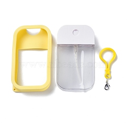 Empty Portable Plastic Spray Bottles, Refillable Bottles, Fine Mist Atomizer, with Silicone Case and Lobster Clasp, Rectangle, Yellow, 17x6.1cm, Capacity: 50ml(1.69 fl. oz)(MRMJ-Z001-01F)