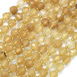 Synthetic Smoky Quartz Beads Strands, with Seed Beads, Faceted, Lantern, 8~8.5x6.5~7mm, Hole: 0.6mm, about 44pcs/strand, 15.16''(38.5cm)(G-K389-E28-01)