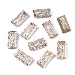 Textured K9 Glass Cabochons, Pointed Back/Random Color Back Plated, Rectangle, Navajo White, 14x7x3mm, about 48pcs/bag(GGLA-S057-004D)