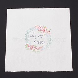 DIY Embroidery Fabric with Eliminable Pattern, Embroidery Cloth, Square, Word, 28x27.6x0.05cm(DIY-P032-A04)