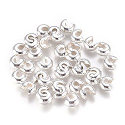 Iron Crimp Beads Covers, Silver, 6.5x5.5x3.5mm, Hole: 2mm, about 100pcs/bag(KK-CJC0001-06C-S)