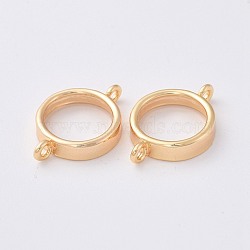 Brass Links, Open Back Bezels, For DIY UV Resin, Epoxy Resin, Pressed Flower Jewelry, Ring, Nickel Free, Real 18K Gold Plated, Tray: 13mm, 22.5x15x3.5mm, Hole: 2mm(X-KK-S341-79)
