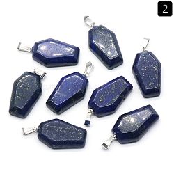 Natural Lapis Lazuli Pendants, Halloween Coffin Charms, 30x19mm(PW-WG38001-02)