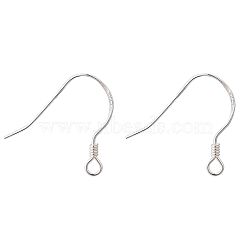 925 Sterling Silver Earring Hooks, with 925 Stamp, Silver, 15x18x1mm, Hole: 1.5mm, Pin: 0.5mm(X-STER-K167-049A-S)