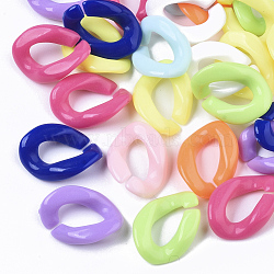 Opaque Acrylic Linking Rings, Quick Link Connectors, For Jewelry Curb Chains Making, Twist, Mixed Color, 19x13x4mm, Inner Diameter: 5x9mm(X-SACR-R248-01)