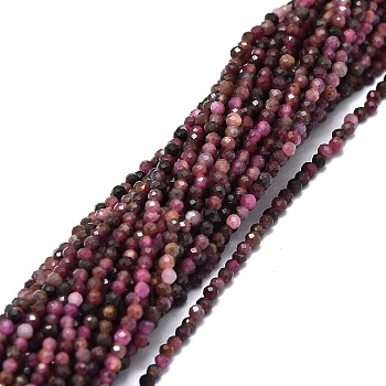 Natural Ruby Beads Strands, Faceted, Round, 2mm, Hole: 0.5mm, about 215pcs/strand, 15.94''(40.5cm)