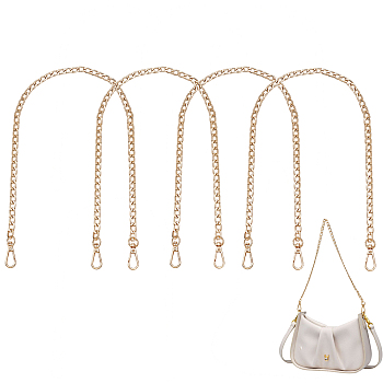 Elite 4Pcs Aluminum Curb Chain Bag Handles, with Alloy Swivel Clasps, for Bag Straps Replacement Accessories, Light Gold, 60cm