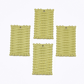 Acrylic Pendants, Imitation Woven Rattan Pattern, Rectangle, Dark Khaki, 48.5x29x4mm, Hole: 2mm