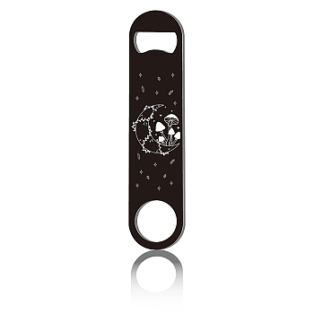 430 Stainless Steel Bottle Openers, Laser Cut, Rectangle, Mushroom, 178x40x2mm