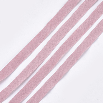 Faux Suede Fabric Ribbon, Polyester Ribbon, For DIY Hair Bow Making, Pink, 10mm, about 100yards/roll(91.44m/roll)