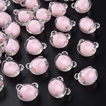 Transparent Acrylic Beads, Bead in Bead, Bear, Pink, 16x18x15.5mm, Hole: 3mm, about 220pcs/500g