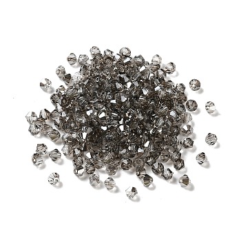 Transparent Glass Beads, Bicone, Light Grey, 4x4x3.5mm, Hole: 1mm, 720pcs/bag
