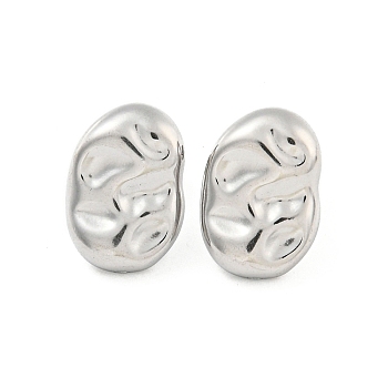 Non-Tarnish Oval 304 Stainless Steel Ear Studs, Stud Earrings for Women, Stainless Steel Color, 17x12mm