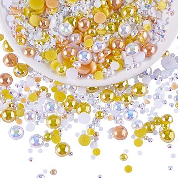 60g Resin patch multi size mixed pearl patch DIY jewelry accessories(2 bags), Yellow, 9.8mm