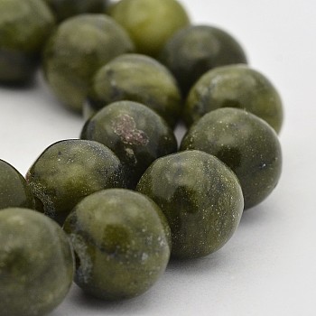 Dyed Natural TaiWan Jade Round Bead Strands, Dark Olive Green, 12mm, Hole: 1mm, about 33pcs/strand, 15.3 inch