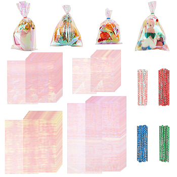 4 Styles OPP Plastic Bags, with Iron Ties, Rectangle, Colorful, 15~30.5x10~15.5x0.01cm, 30pcs/style