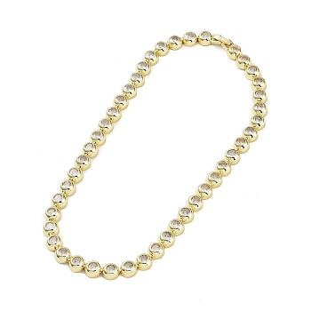 BrassMicro Pave Cubic Zirconia Chain Necklaces, Real 18K Gold Plated, 15.94 inch(405mm)