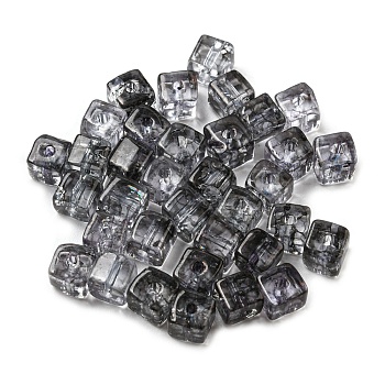 500Pcs Transparent Crackle Glass Beads, Cube, Gray, 6.5x6.5x6mm, Hole: 1.8mm