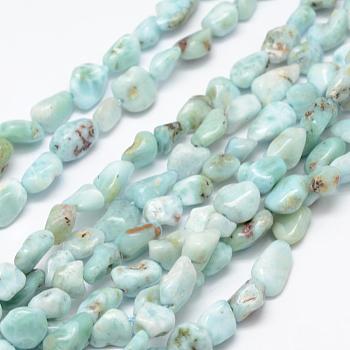 Natural Larimar Beads Strands, Tumbled Stone, Nuggets, 6~8x4~6mm, Hole: 1mm, 15.3 inch(39cm)