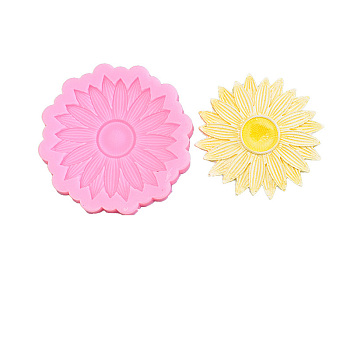 Sunflower Shape DIY Silicone Molds, Fondant Molds, Resin Casting Molds, for Chocolate, Candy, UV Resin & Epoxy Resin Craft Making, Pearl Pink, 60x9mm
