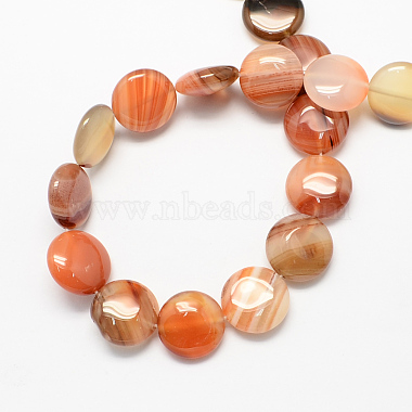 Flat Round Gemstone Natural Red Agate Stone Beads Strands(G-S110-03)-2