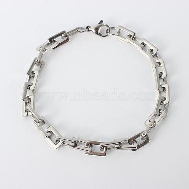 anlaufgeschützte rechteckige 201 Edelstahl-Kettenarmbänder(BJEW-N240-06P)-6