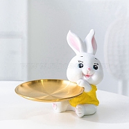 Easter Resin Rabbit Tray Display Decoration, for Porch Key Storage Home Living Room Desktop Office Ornaments, Yellow, 140x180mm(PW-WG95813-03)