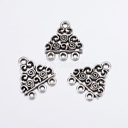 Antique Silver Tone Triangle Alloy Chandelier Components Links, Lead Free and Cadmium Free, about 18mm long, 17mm wide, 1.5mm thick, hole: 1.5mm(X-EA10676Y)