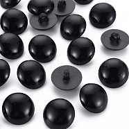 1-Hole Plastic Buttons, Half Round, Black, 22x13mm, Hole: 3mm(BUTT-N018-033B-01)