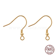925 Sterling Silver Earring Hooks, Golden, 17x2.5x19mm, Hole: 1.5mm, 21 Gauge, Pin: 0.7mm(STER-E041-12B)