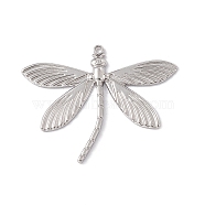 304 Stainless Steel Pendants, Dragonfly Charms, Stainless Steel Color, 28x35x1.5mm, Hole: 1.5mm(STAS-K242-16P)