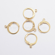 304 Stainless Steel Leverback Earring Findings, with Loop, Real 24K Gold Plated, 14x12x2mm, Hole: 1.2mm, Pin: 0.6x1mm(X-STAS-F155-13G)